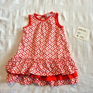 Hanna Andersson girls size 80 or 18-24 months ruffle tank dress red & white EUC